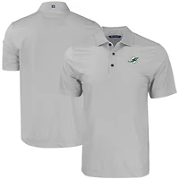 Men's Cutter & Buck Gray Miami Dolphins  Pike Eco Tonal Geo Print Stretch Recycled Polo