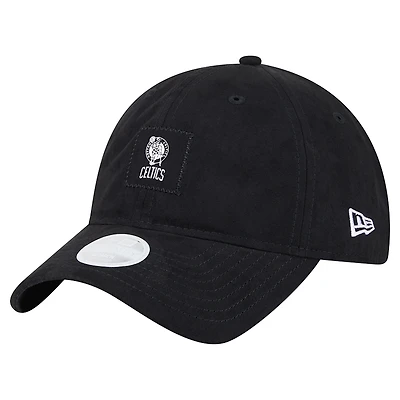 Women's New Era Black Boston Celtics Sport Night Suede Patch 9TWENTY Adjustable Hat