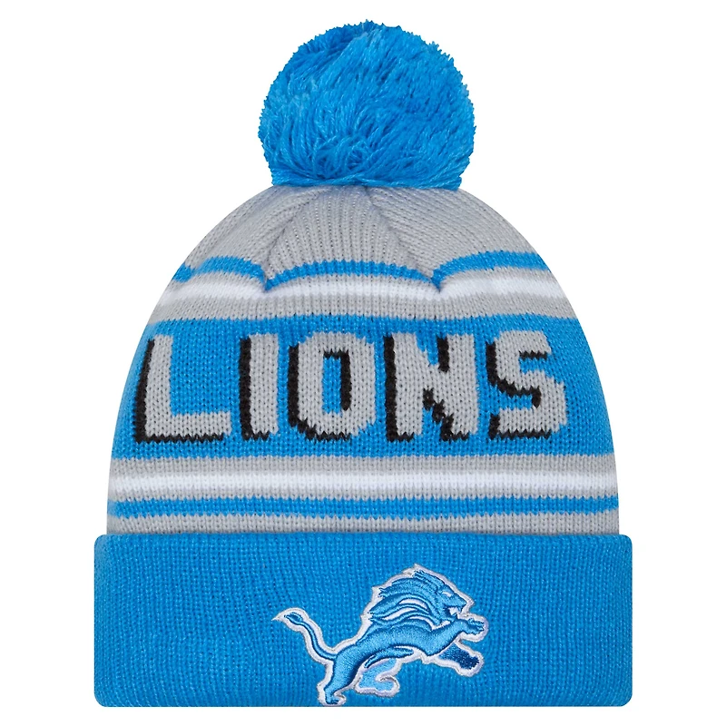 Men's New Era Blue Detroit Lions Main Cuffed Knit Hat with Pom
