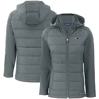 Women's Cutter & Buck Gray New England Patriots Evoke PrimaLoft Hybrid Eco Softshell Recycled Full-Zip Hooded Jacket