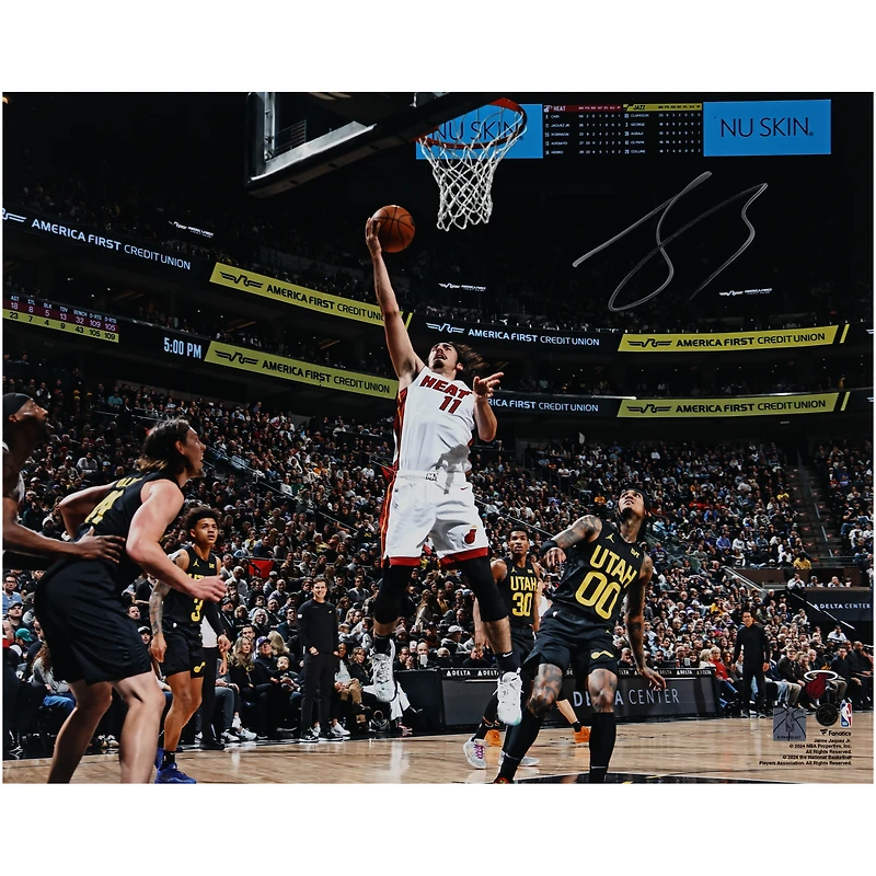 Jaime Jaquez Jr. Miami Heat Autographed 16" x 20" Layup vs Utah Jazz Photograph