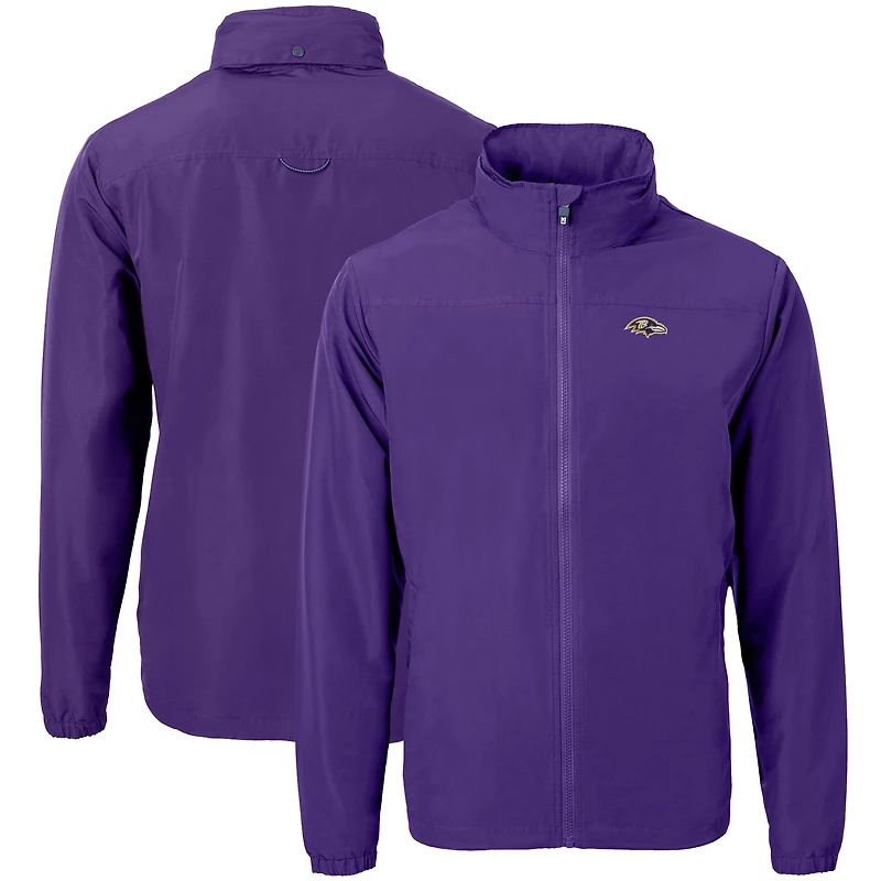 Men's Cutter & Buck Purple Baltimore Ravens  Charter Eco Recycled Full-Zip Jacket