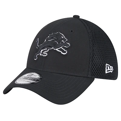 Men's New Era Black Detroit Lions Main Neo 39THIRTY Flex Hat