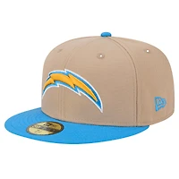 Men's New Era Tan Los Angeles Chargers   Logo Main 59FIFTY Fitted Hat