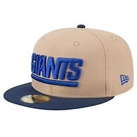 Men's New Era Tan New York Giants  Wordmark Logo Main 59FIFTY Fitted Hat