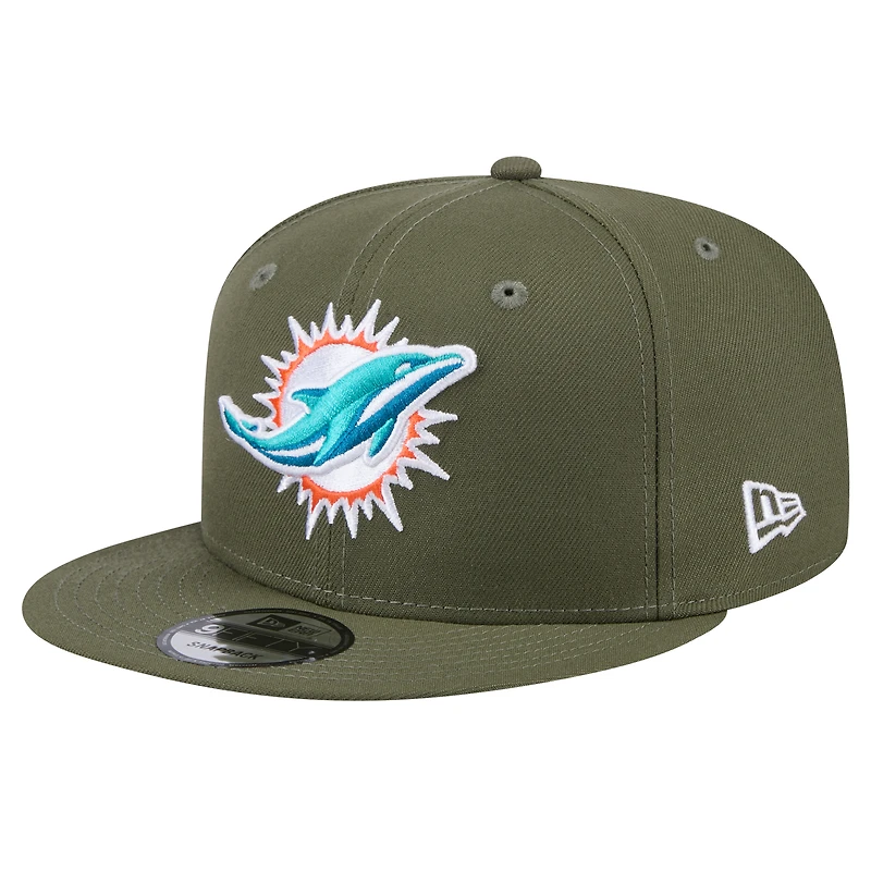 Men's New Era Olive Miami Dolphins Main 9FIFTY Snapback Hat