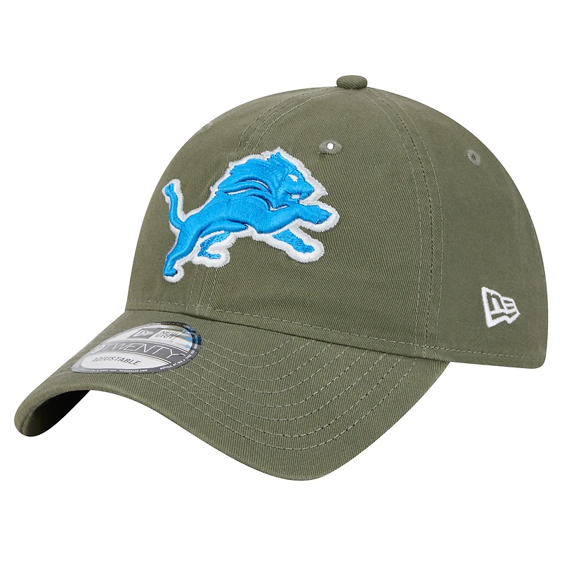 Men's New Era Olive Detroit Lions Main 9TWENTY Adjustable Hat