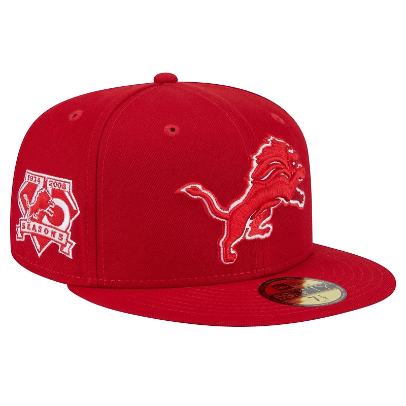 Men's New Era Scarlet Detroit Lions 75 Seasons Main Patch 59FIFTY Fitted Hat