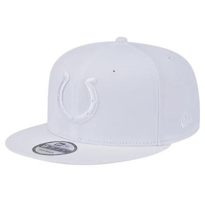Men's New Era Indianapolis Colts Main White on White 9FIFTY Snapback Hat