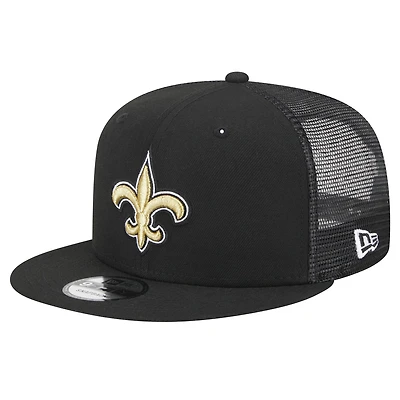 Men's New Era Black New Orleans Saints  Main Trucker 9FIFTY Snapback Hat