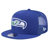 Men's New Era Royal Seattle Seahawks Throwback Main Trucker 9FIFTY Snapback Hat