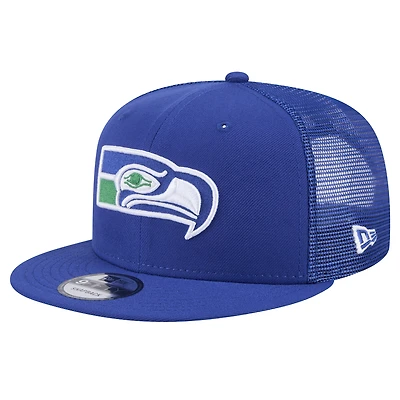 Men's New Era Royal Seattle Seahawks Throwback Main Trucker 9FIFTY Snapback Hat