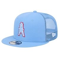 Men's New Era Light Blue Houston Oilers Throwback Main Trucker 9FIFTY Snapback Hat
