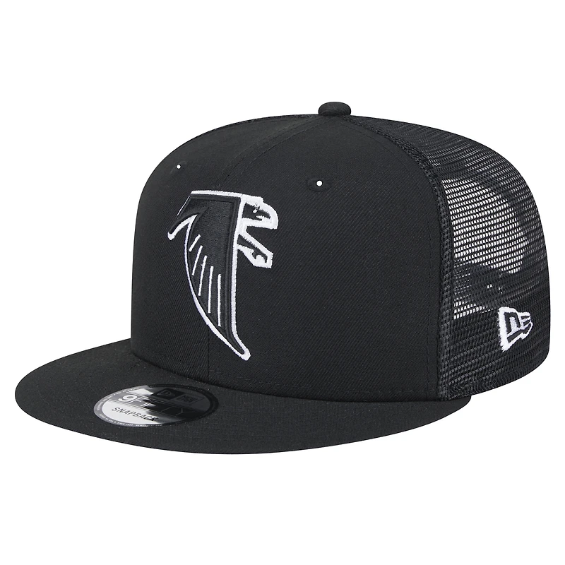 Men's New Era Black Atlanta Falcons Throwback Main Trucker 9FIFTY Snapback Hat