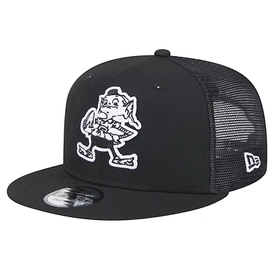 Men's New Era Black Cleveland Browns Main Trucker 9FIFTY Snapback Hat