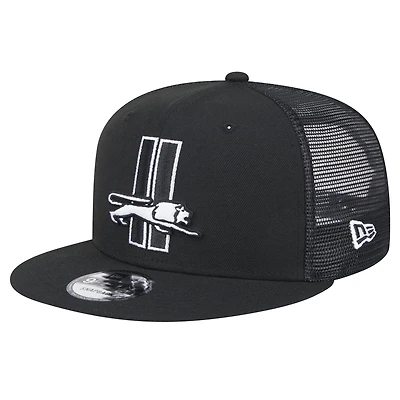 Men's New Era Black Detroit Lions Main Trucker 9FIFTY Snapback Hat