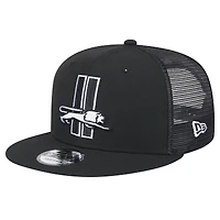 Men's New Era Black Detroit Lions Main Trucker 9FIFTY Snapback Hat