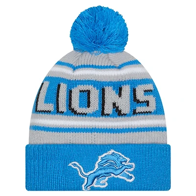 Youth New Era Blue Detroit Lions Main Cuffed Knit Hat with Pom
