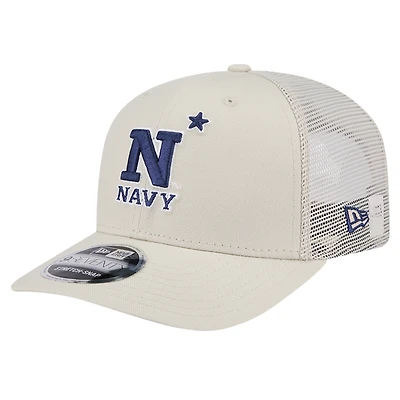 Men's New Era Natural Navy Midshipmen Canvas 9SEVENTY Stretch-Snap Adjustable Hat
