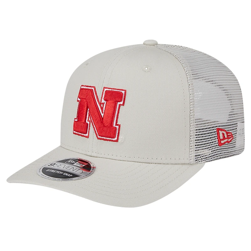 Men's New Era Stone Nebraska Huskers Canvas 9SEVENTY Stretch-Snap Adjustable Hat