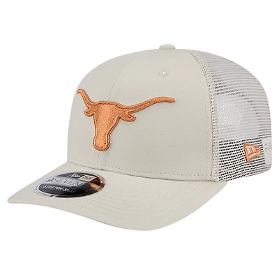 Men's New Era Stone Texas Longhorns Canvas 9SEVENTY Stretch-Snap Adjustable Hat
