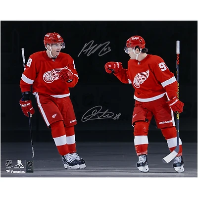 Patrick Kane & Alex DeBrincat Detroit Red Wings Autographed 16" x 20" Dual Celebration Photograph