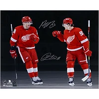 Patrick Kane & Alex DeBrincat Detroit Red Wings Autographed 16" x 20" Dual Celebration Photograph