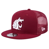 Men's New Era Crimson Washington State Cougars 9FIFTY Trucker Snapback Hat