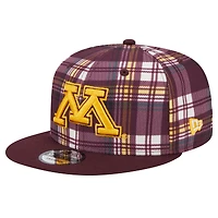 Men's New Era Maroon Minnesota Golden Gophers Plaid 9FIFTY Snapback Hat