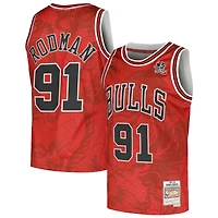 Men's Mitchell & Ness Dennis Rodman Red Chicago Bulls 1997/98 Hardwood Classics Asian Heritage 6.0 Swingman Throwback Player Jersey