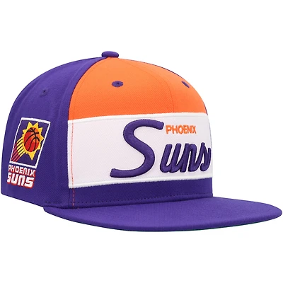Men's Mitchell & Ness White/Purple Phoenix Suns Retro Sport Color Block Script Snapback Hat