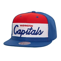 Men's Mitchell & Ness Blue Washington Capitals Retro Script Colorblock Snapback Hat