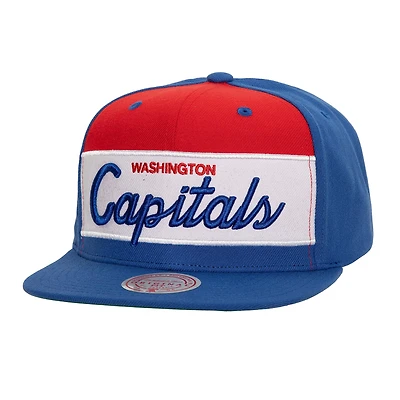 Men's Mitchell & Ness Blue Washington Capitals Retro Script Colorblock Snapback Hat