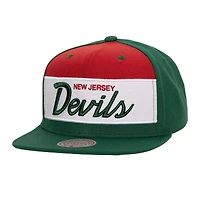 Men's Mitchell & Ness Green New Jersey Devils Retro Script Colorblock Snapback Hat