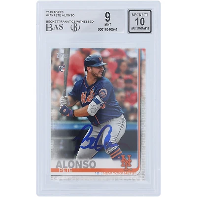 Pete Alonso New York Mets Autographed 2019 Topps Series 2 #475 Beckett Fanatics Witnessed Authenticated 9/10 Rookie Card