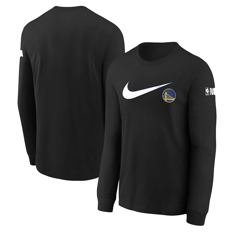 Youth Nike Black Golden State Warriors Swoosh Long Sleeve T-Shirt