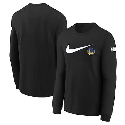 Youth Nike Black Golden State Warriors Swoosh Long Sleeve T-Shirt