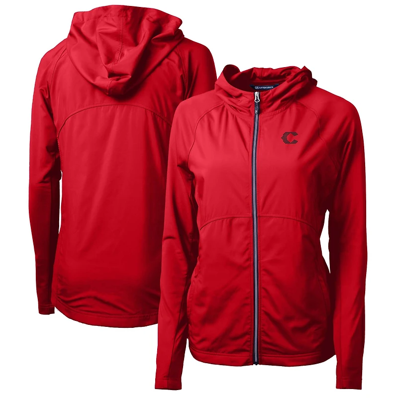 Women's Cutter & Buck Cincinnati Reds City Connect Adapt Eco Knit Hybrid Recycled Full-Zip Hooded Jacket
