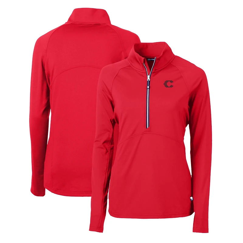 Women's Cutter & Buck Red Cincinnati Reds City Connect Adapt Eco Knit Stretch Recycled Half-Zip Pullover Top