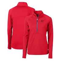Women's Cutter & Buck Red Cincinnati Reds City Connect Adapt Eco Knit Stretch Recycled Half-Zip Pullover Top