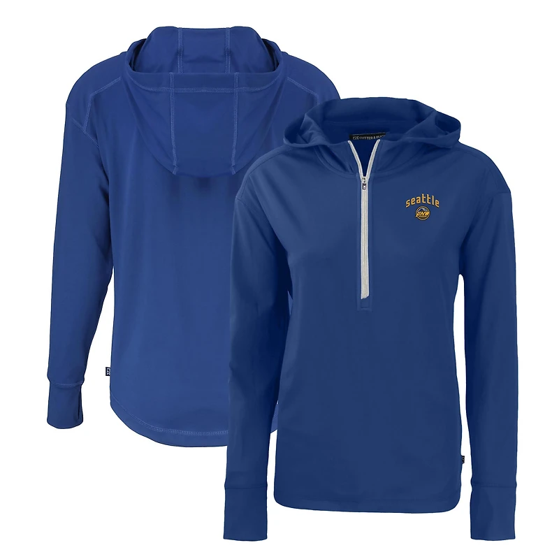Women's Cutter & Buck Blue Seattle Mariners City Connect Daybreak Eco Recycled Half-Zip Hoodie