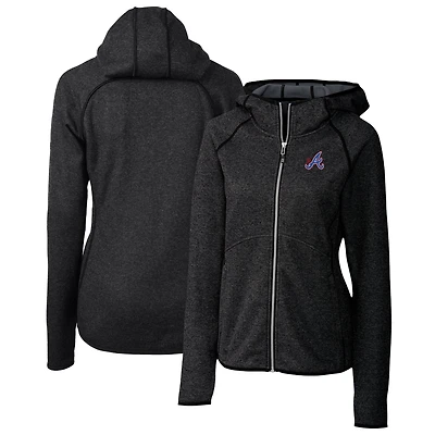 Women's Cutter & Buck Heather Charcoal Atlanta Braves City Connect Mainsail Full-Zip Hooded Jacket
