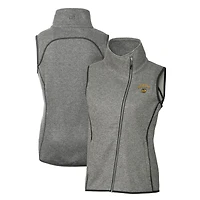 Women's Cutter & Buck Heather Gray Seattle Mariners City Connect Mainsail Sweater-Knit Full-Zip Asymmetrical Vest