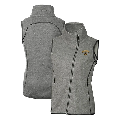 Women's Cutter & Buck Heather Gray Seattle Mariners City Connect Mainsail Sweater-Knit Full-Zip Asymmetrical Vest