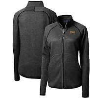 Women's Cutter & Buck Heather Charcoal Pittsburgh Pirates City Connect Mainsail Sweater-Knit Full-Zip Jacket