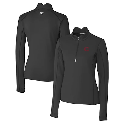 Women's Cutter & Buck Black Cincinnati Reds City Connect Traverse Stretch Quarter-Zip Pullover Top