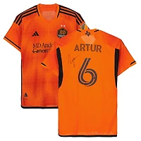 Artur Houston Dynamo FC Autographed Match-Used #6 Orange Jersey from the 2023 MLS Season