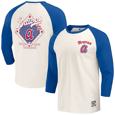 Men's Darius Rucker Collection by Fanatics Royal/White Atlanta Braves Cooperstown Collection Raglan 3/4-Sleeve T-Shirt