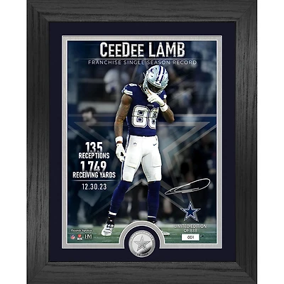 Highland Mint CeeDee Lamb Dallas Cowboys Receiving Yards Record 13" x 16" Silver Coin Photo Mint