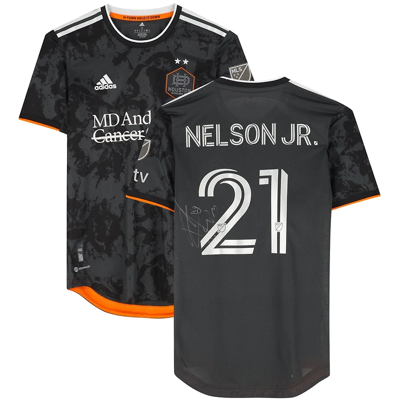 Nelson Quiñónes Houston Dynamo FC Autographed Match-Used #21 Black Jersey from the 2023 MLS Season